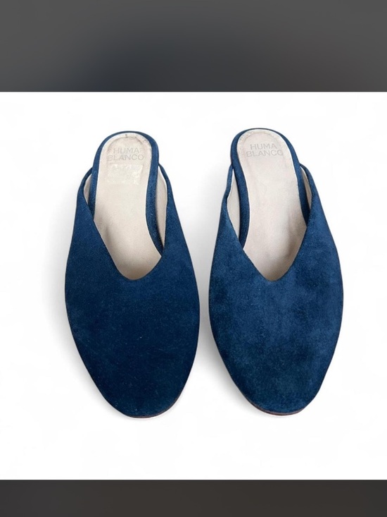 Huma Blanco Shoes - Huma Blanco Navy Blue Suede Mules